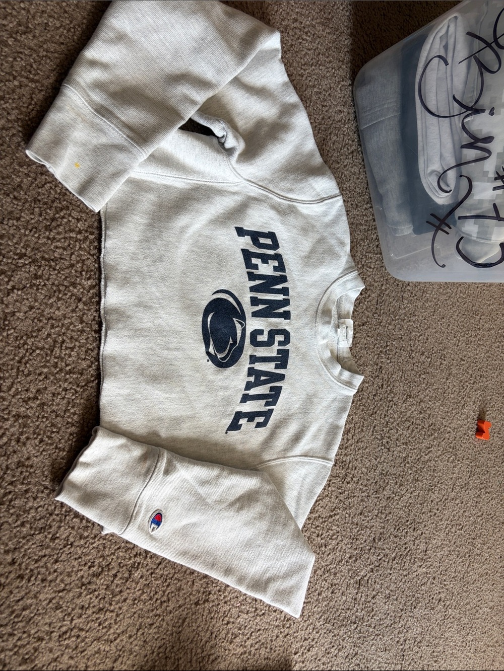 B73 Champion Reverse Weave XS Grey Penn State Cropped Crewneck Sweatshirt